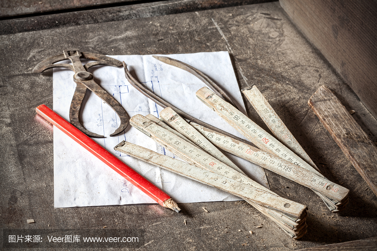 古老的传统木工工具。