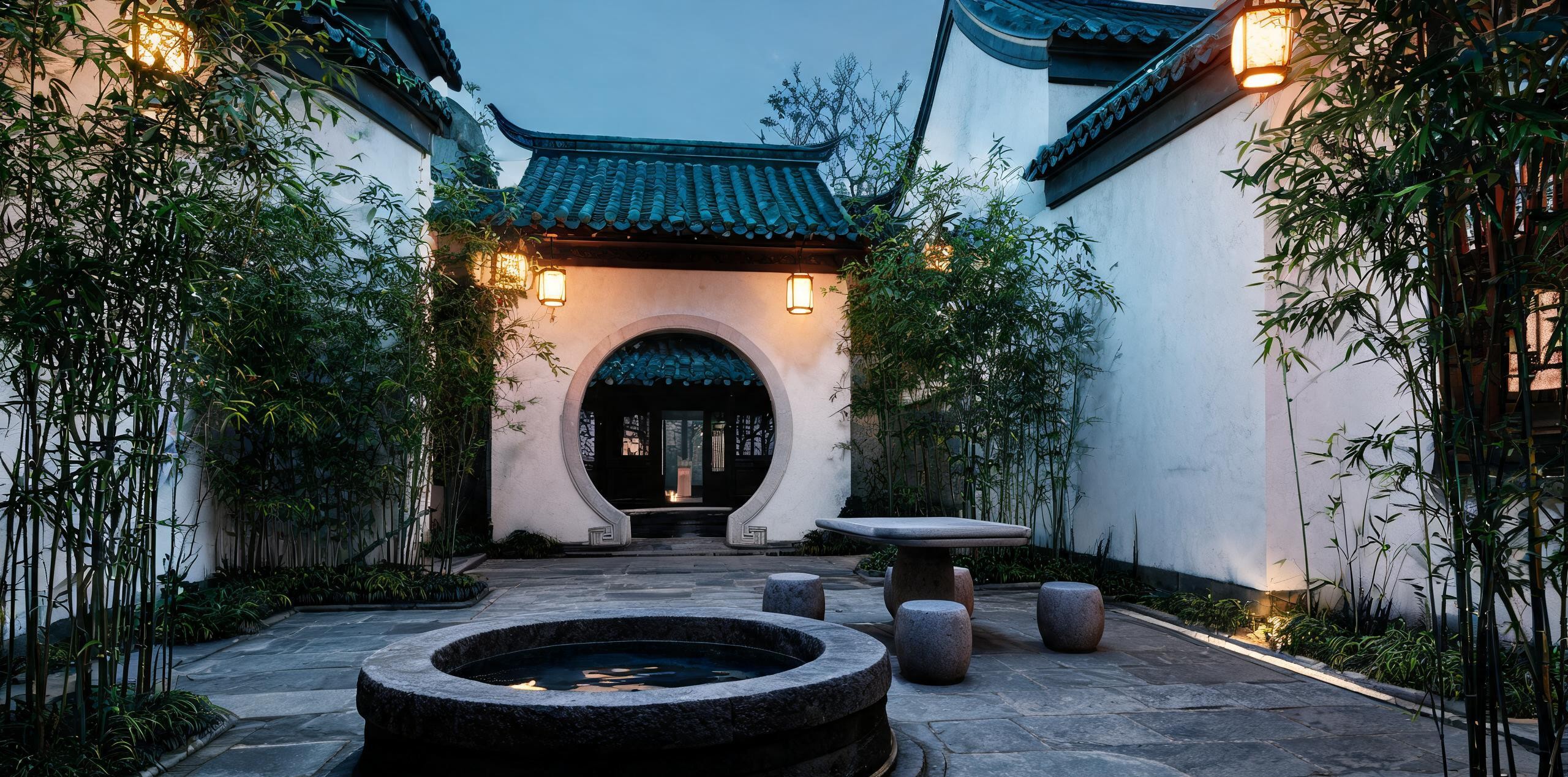 泉月中庭——泉月茶舍馆景